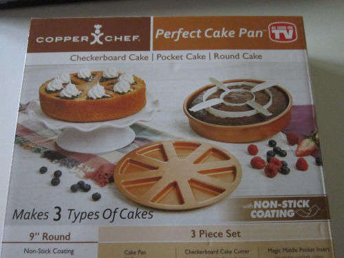 3 Piece Set Copper Chef 9" Perfect Cake Pan Mold Bakeware Kitchen Baking Round