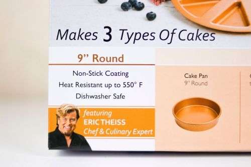 3 Piece Set Copper Chef 9" Perfect Cake Pan Mold Bakeware Kitchen Baking Round