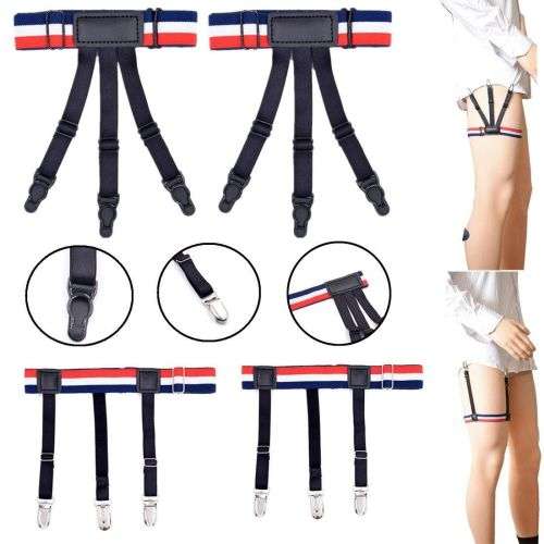 Strong Men's Shirt Stays Holders Elastic Garter Belt Suspender Locking Clamps AU