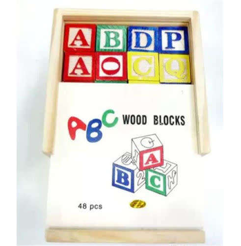 48 pcs ABC Wood Block Kids Educational Teach Building Wooden Blocks Toy New
