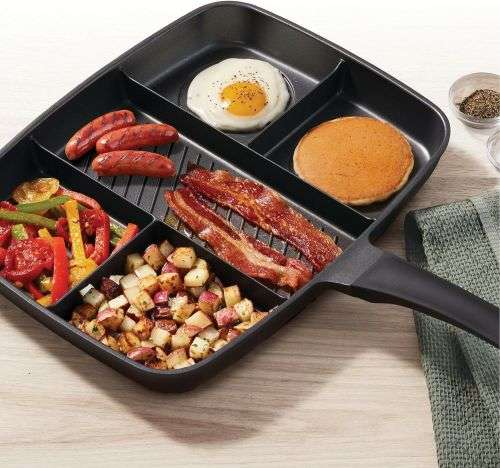 All-in-One Frying Pan Heavy-Gauge Cast Aluminum Nonstick Dishwasher-Safe