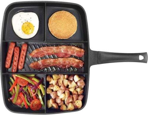 All-in-One Frying Pan Heavy-Gauge Cast Aluminum Nonstick Dishwasher-Safe