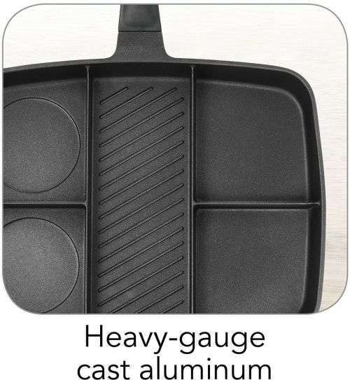 All-in-One Frying Pan Heavy-Gauge Cast Aluminum Nonstick Dishwasher-Safe