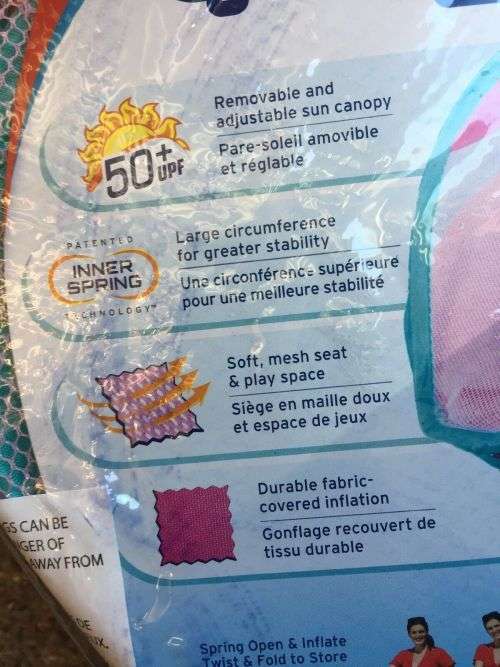 SWIMWAYS SWIM STEP 1 BABY SPRING FLOAT SUN CANOPY AGES 9-24 MONTHS