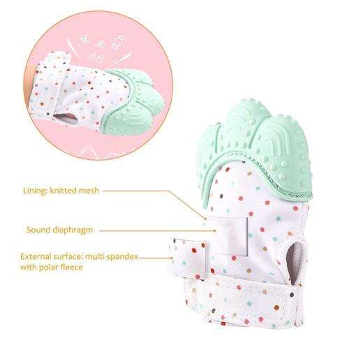 Silicone Baby Mitt Teething Mitten Glove Gum Candy Wrapper Crisp Sound Teether