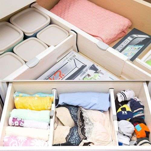 Spring Loaded Drawer Divider Organizer Expandable Separator White Adjustable ( 2 in box)