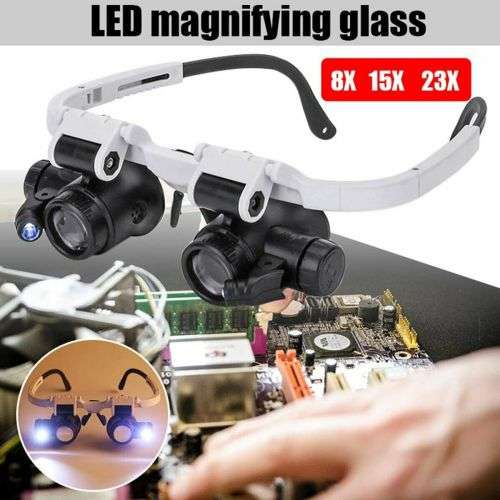 8X23X Magnification Head Wearing LED Magnifier Glass For Watch Jewelry Repair