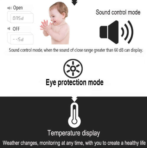 Digital LED Desk Voice Control Alarm Clock Thermometer Modern Wooden Wood