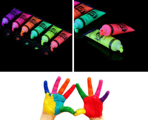 UV Body Face Paint Black Light Make Up Glow in the Dark Neon Party Painting Set