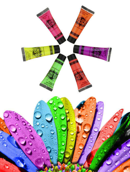 UV Body Face Paint Black Light Make Up Glow in the Dark Neon Party Painting Set