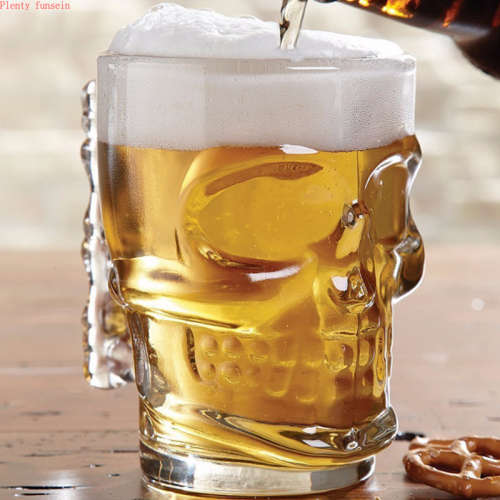 TWO IN THE BOX 500ml Pirate Beer Mug Crystal Skull Head Glass Cup Mugs For Home Party Drinking