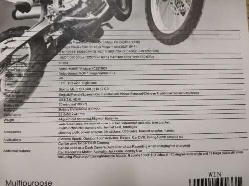 Sports HD DV 1080P H264 Full HD Sports W 1.5`/2.0 LCH Screen