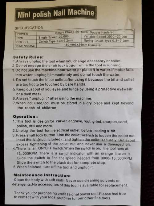 Nail Polishing Machine EU US Pen Type Electric Sander Making Mini Power Tool