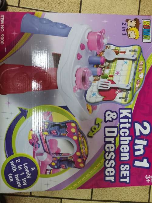 Kitchen Make Up set Table Pretend Play girls 2 in1 Toy Chef cosmetics kitchen