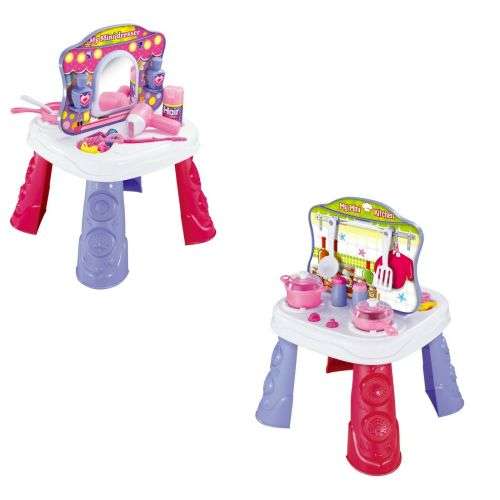 Kitchen Make Up set Table Pretend Play girls 2 in1 Toy Chef cosmetics kitchen