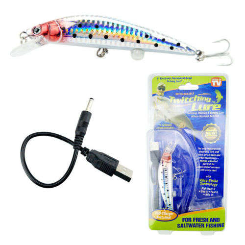 Rechargeable Twitching Fishing Lures Bait USB Soft Recharging Cords AS SEEN ON TV!!