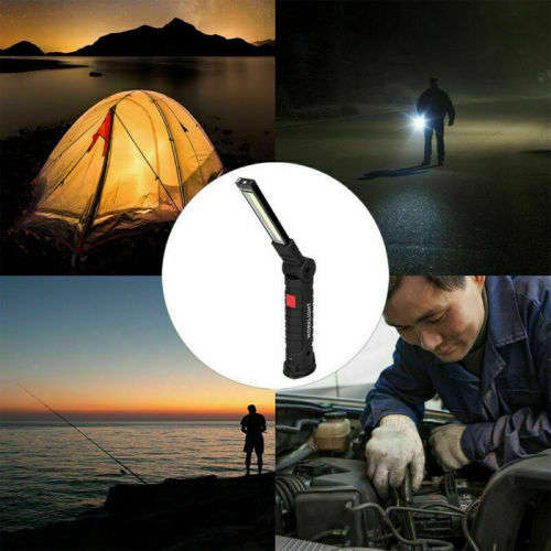 Rechargeable COB LED Slim Work Light Lamp Flashlight Inspect Folding Torch 18650