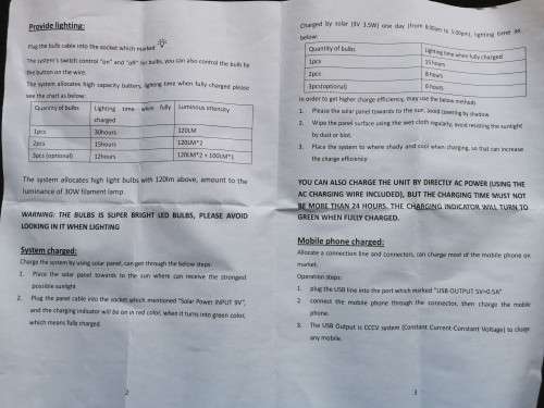 Solar Panel Power Generator LED Lighting System Kit USB Charger 3 LED SU
