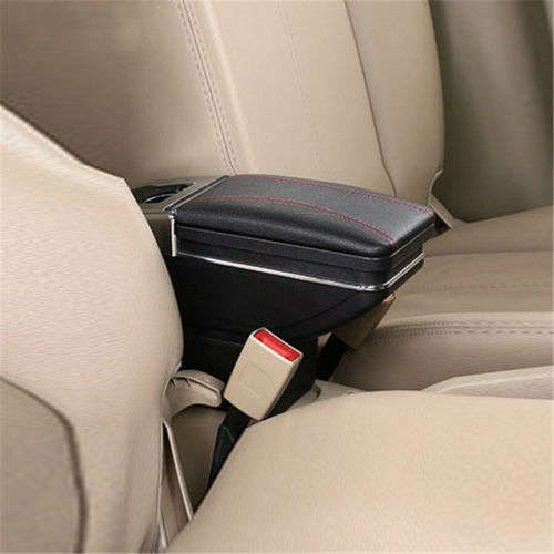 1X Universal PU Leather Car Central Container Armrest Box Cup Holder Storage box (Color Beige)