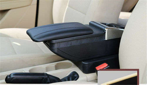 1X Universal PU Leather Car Central Container Armrest Box Cup Holder Storage box (Color Beige)