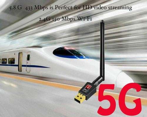 600Mbps Dual Band 2.4G 5G Wireless USB WiFi Network Adapter 802.11AC w/Antenna