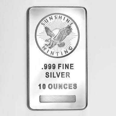 10 Ounce Fine Silver Bar - 10 Oz Pure Bullion - Sunshine Minting