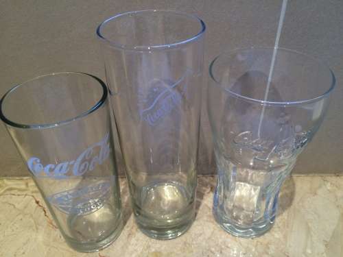 Lot of 3 Coca-Cola Glasses - Coke