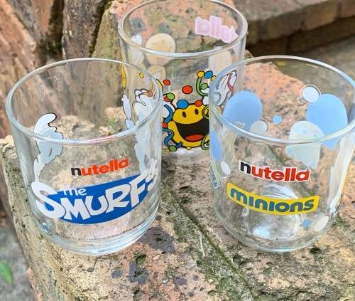 Trio Of Branded Nutella Glassware - Includes - Smurfs and Minions (S4)