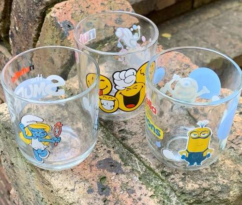 Trio Of Branded Nutella Glassware - Includes - Smurfs and Minions (S4)