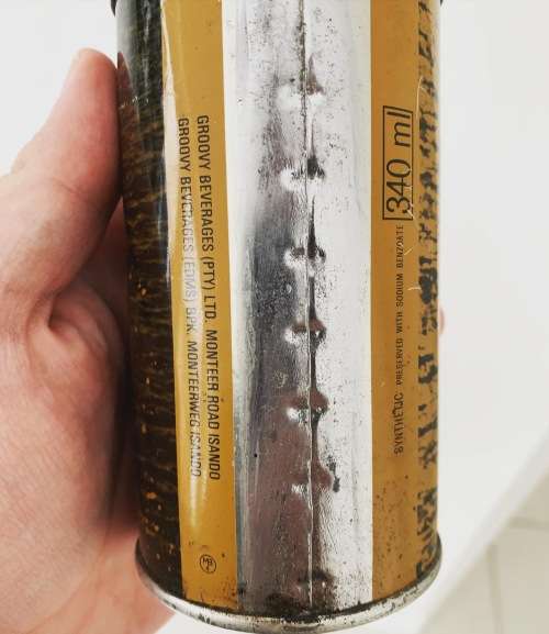 Original Steel Can - Groovy Crème Soda - Old SA Favourite - Sealed But Empty Small Holes Base