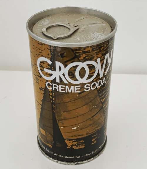 Original Steel Can - Groovy Crème Soda - Old SA Favourite - Sealed But Empty Small Holes Base