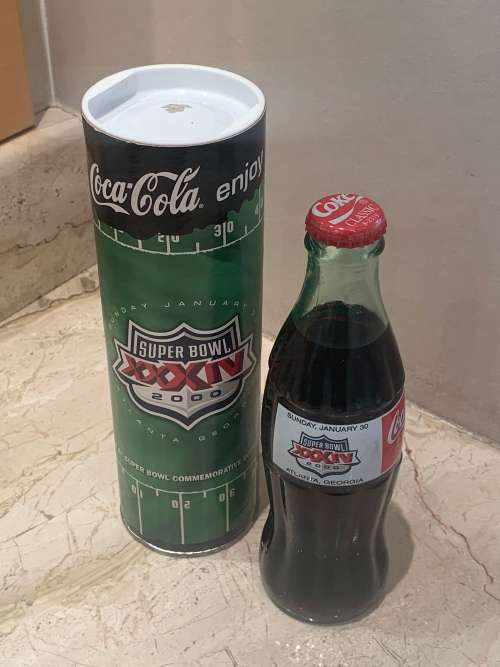 Collectible USA Glass Coke Bottle - Super  Bowl 2000 - Sealed Coca-Cola