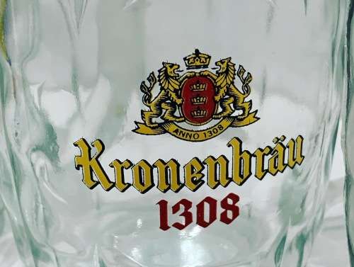 3 x Vintage 500ml Glass Beer Mugs - Castle - Kronenbrau - Hansa