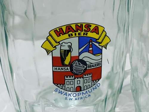3 x Vintage 500ml Glass Beer Mugs - Castle - Kronenbrau - Hansa