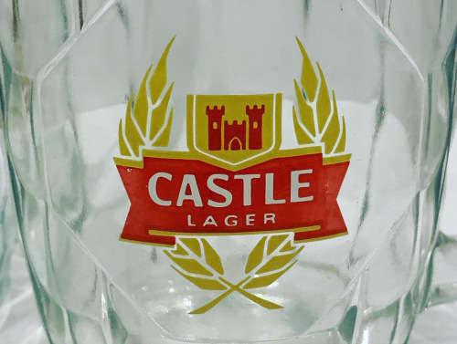 3 x Vintage 500ml Glass Beer Mugs - Castle - Kronenbrau - Hansa