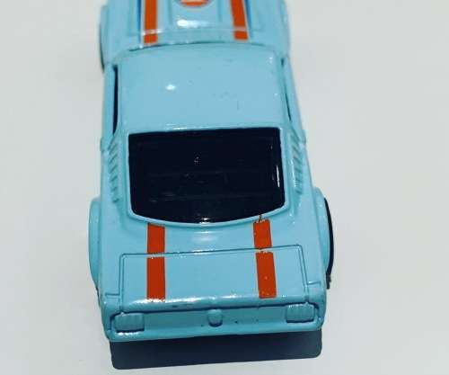 Collectible HotWheels - 65 Mustang Fastback - Mattel (2012)  Goodyear Gulf Branding