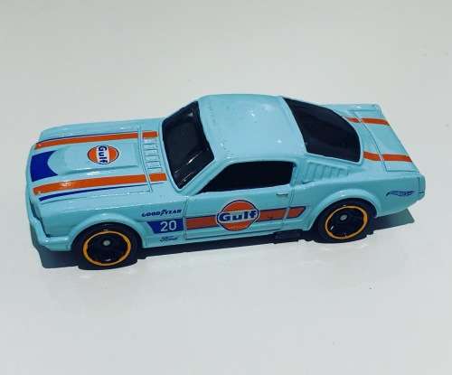 Collectible HotWheels - 65 Mustang Fastback - Mattel (2012)  Goodyear Gulf Branding