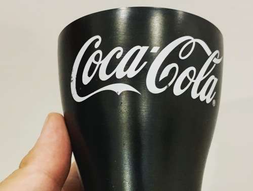 Pair Of Promotional McDonalds Black Aluminium Coke Cups - Coca-Cola