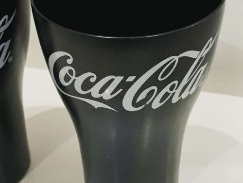 Pair Of Promotional McDonalds Black Aluminium Coke Cups - Coca-Cola