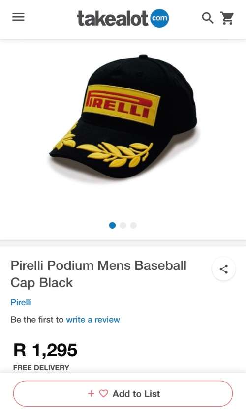 Original Pirelli Formula1 Podium Cap - Brand New! Retails R1295 On Take A Lot