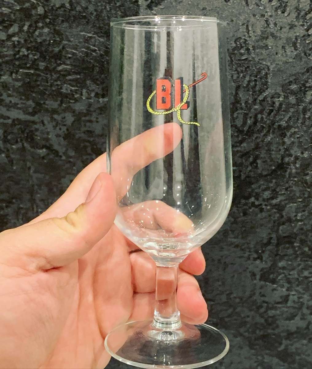 LPair Of Vintage Stemmed Beer Glasses - Black Label & Castle