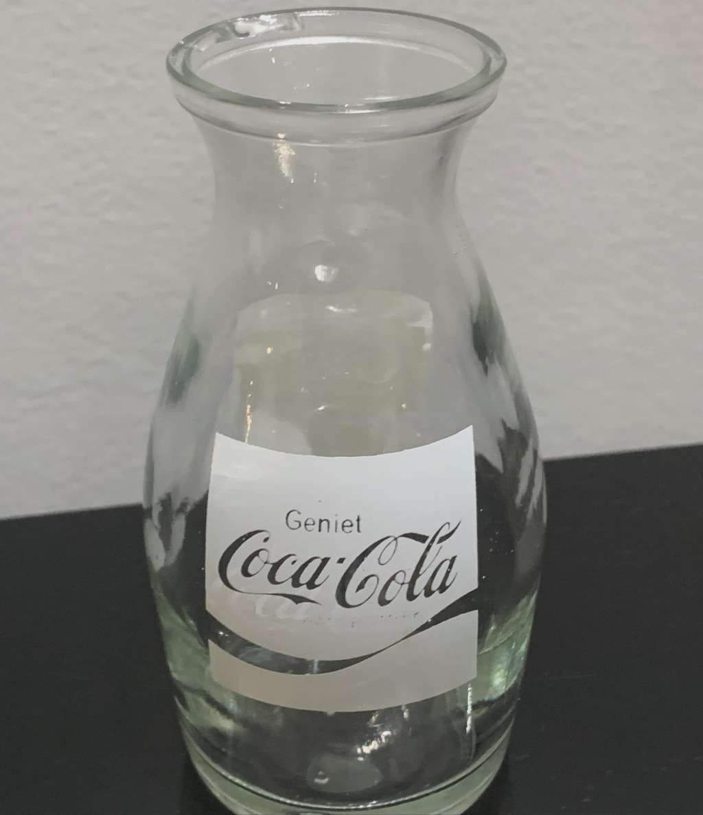 Vintage Coca-Cola Branded Glass Carafe With A Coke Branded Bottle Cap Opener