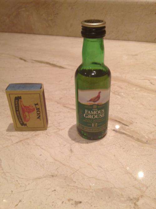 Miniature Glass Bottle Alcohol - Famous Grouse Scotch Whisky - 12 Years Old