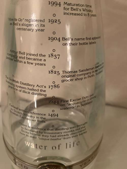 Limited Edition Bells Whisky Decanter - Millenium 2000 - Water of Life