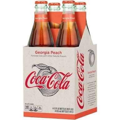 Collectible 355ml Glass Coke Bottles - Georgian Peach - Coca-Cola - 4 Pack