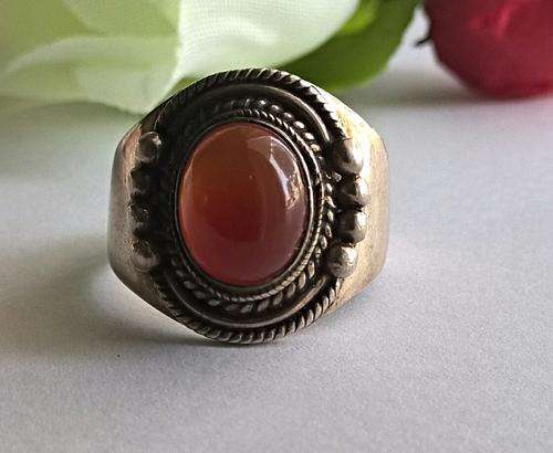 Gorgeous Carnelian Silver Rustic Ring