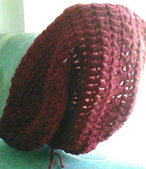 Handmade Tam, Rasta style Slouchy Beanie - Burgundy