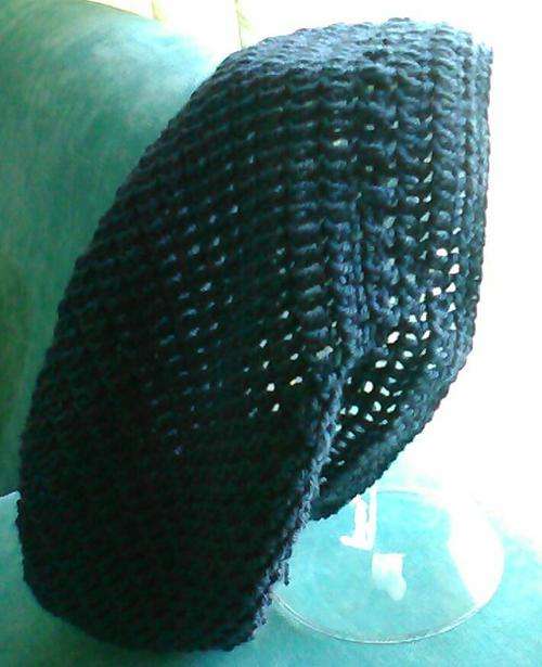 Handmade Tam, Rasta style Slouchy Beanie - Light Navy