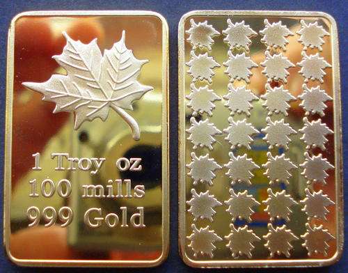 1oz 24ct GOLD LAYERED MAPLE BAR | 100 MILLS | *RARE* NEW