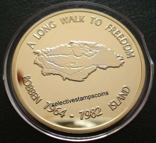 1oz. NELSON MANDELA,ROBBEN ISLAND SIGNED GOLD CLAD COIN!!!!!